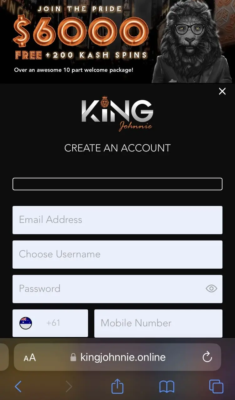 King Johnnie casino login Australia