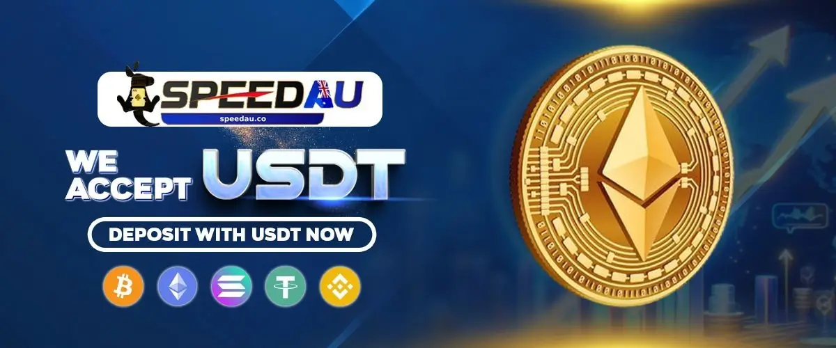 Speed AU Pokies crypto payment banner – We accept USDT and other cryptocurrencies for deposits