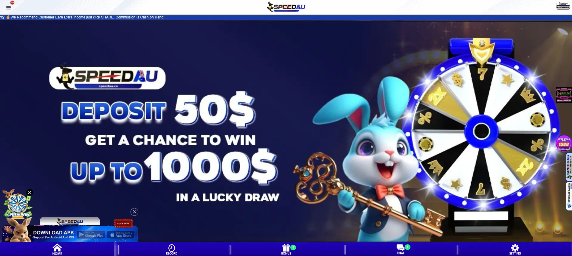 Speed AU Pokies deposit offer – Deposit $50 and get a chance to win up to $1000 in a lucky draw